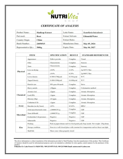 Baicalin 85% Poultry Suppliment